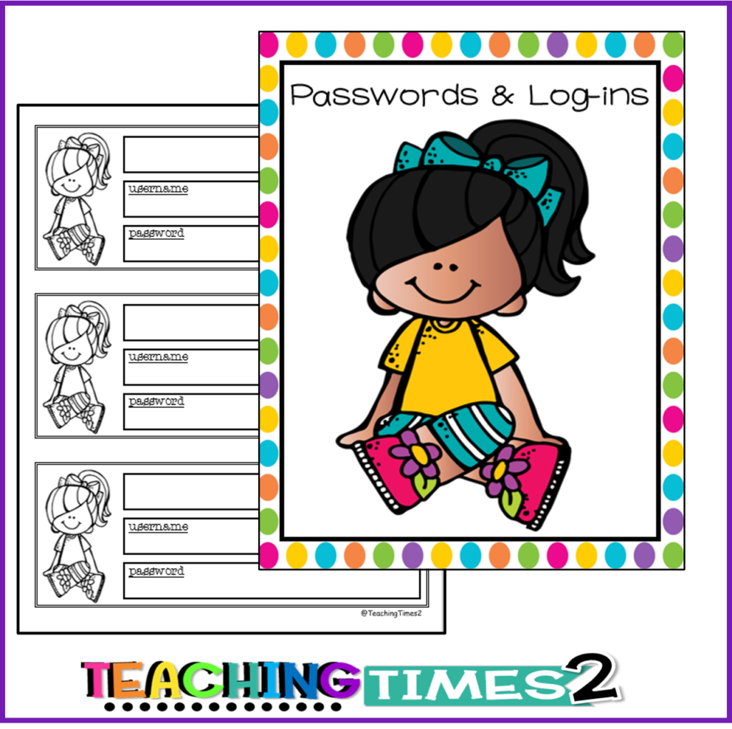 Passwords &amp; Log In Binder Cover And Pages - Teaching Times 2